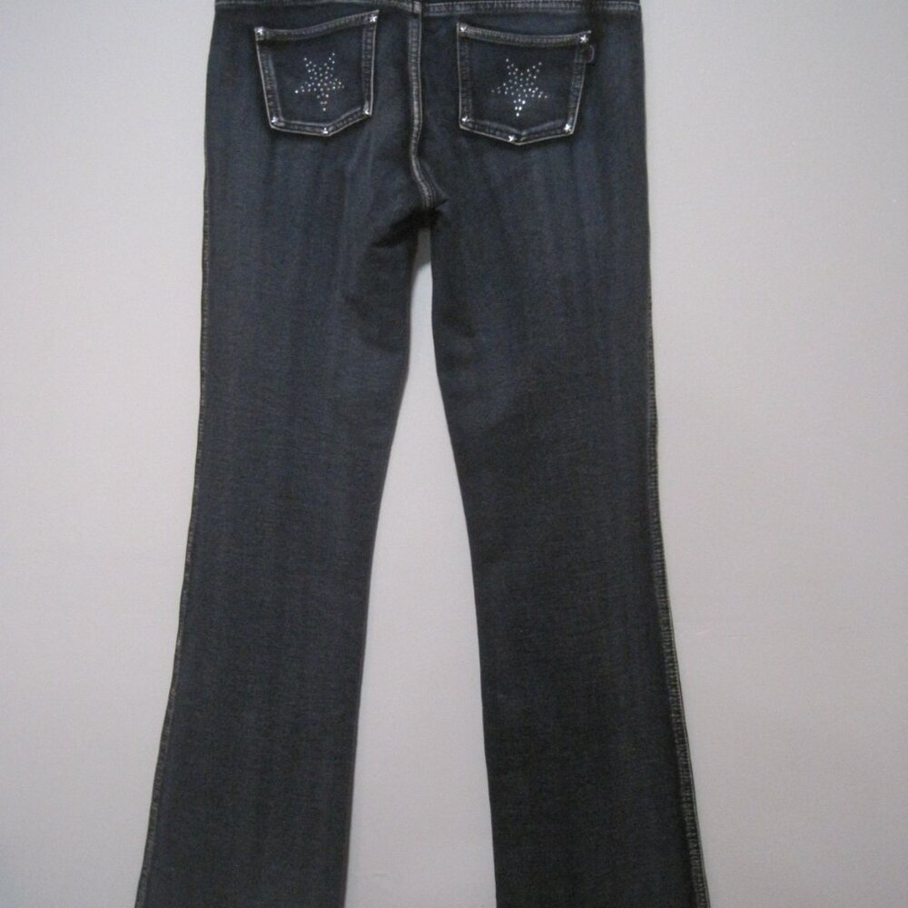 JW Maxx Pants Women's Large Cotton Blue Skinny Leg Pull On Stretch Studded Stars - Picture 6 of 8